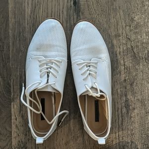 Zara Lace-up White Loafers